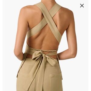 we wore what green linen wrap top